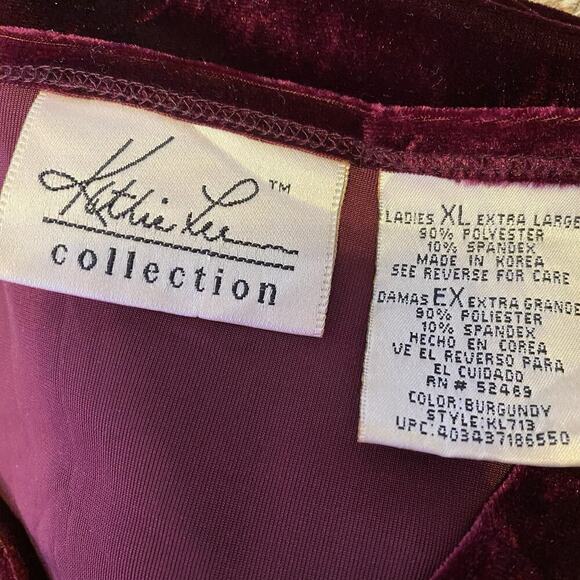 Vintage Kathie Lee Maroon Velvet Cardigan Women Size XL Button Front Vampires - Picture 4 of 9